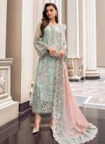 Organza Sky Blue Party Wear Embroidery Work Pakistani Salwar Kameez